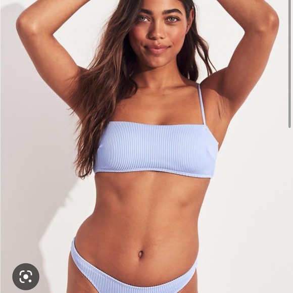 Hollister Swim Hollister Blue Ribbed Bandeau Bikini Set Poshmark